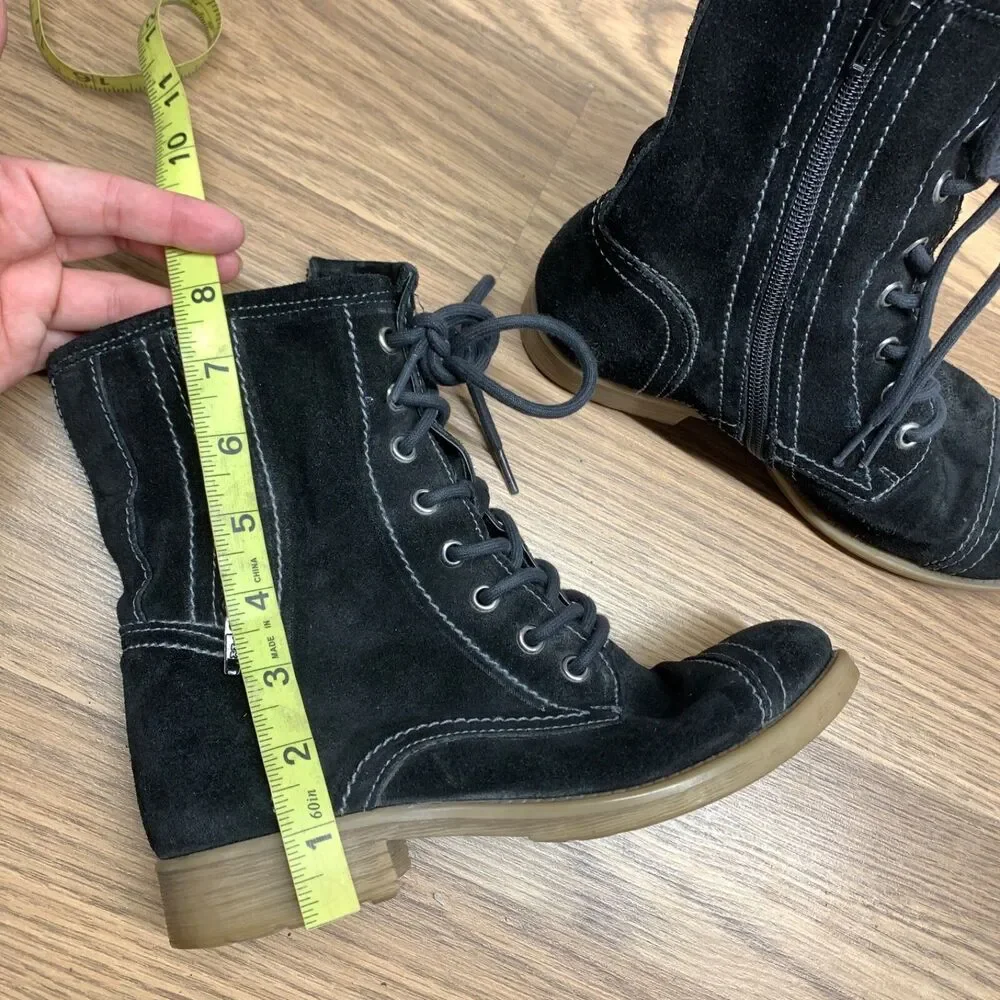 Roan Bed Stu Affair Combat Boots Distressed Grunge Black Leather Sz 6.5 Lace Up - Picture 11 of 12